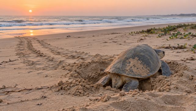 Sea turtles returning to nesting beaches